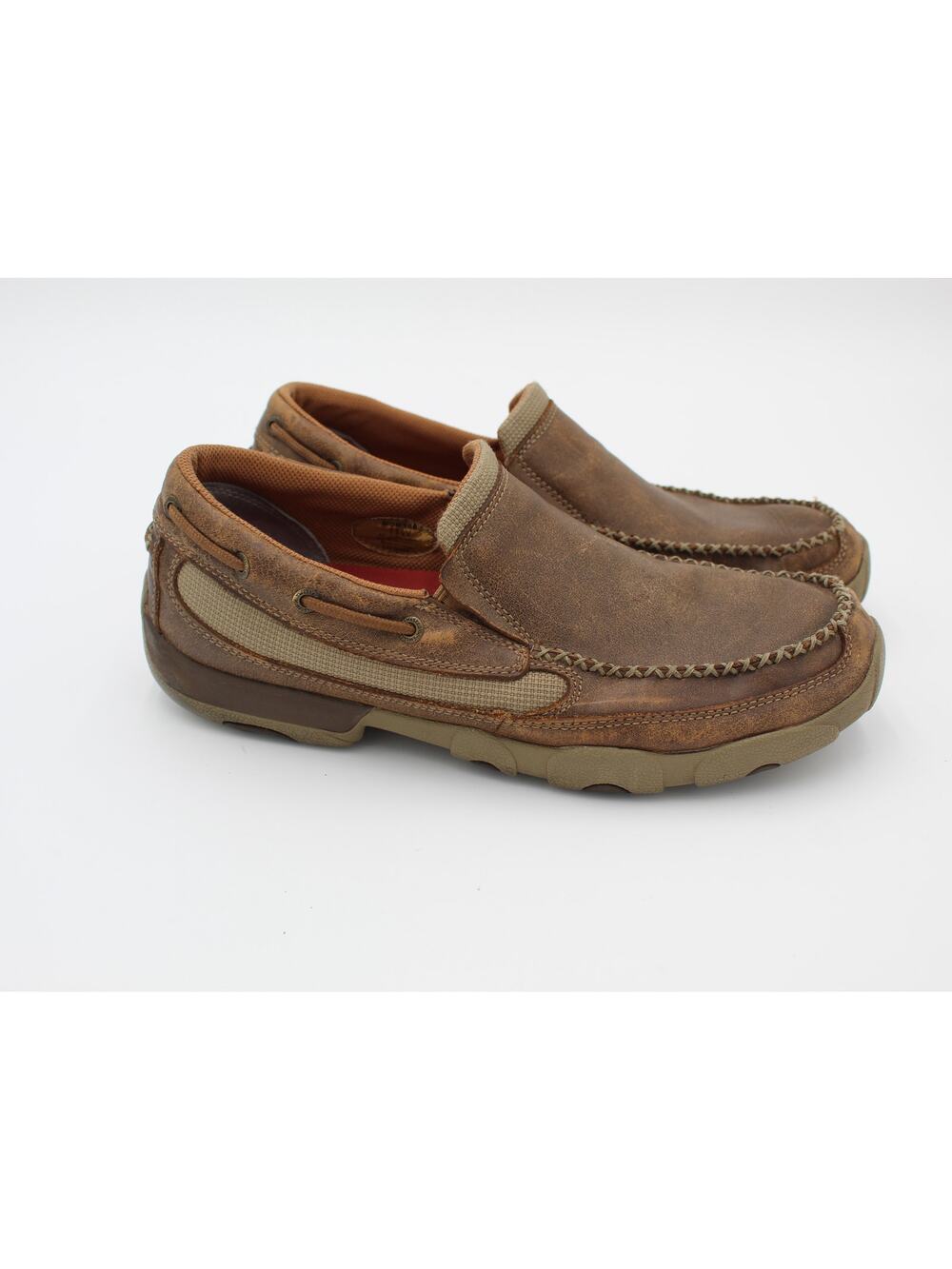 Twisted X Driving Moc Mens 11 Wide Brown Leather Slip On Loafers Workwear